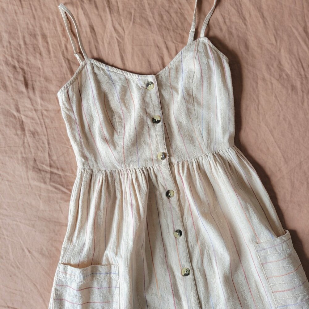 Mango cotton button-front striped dress